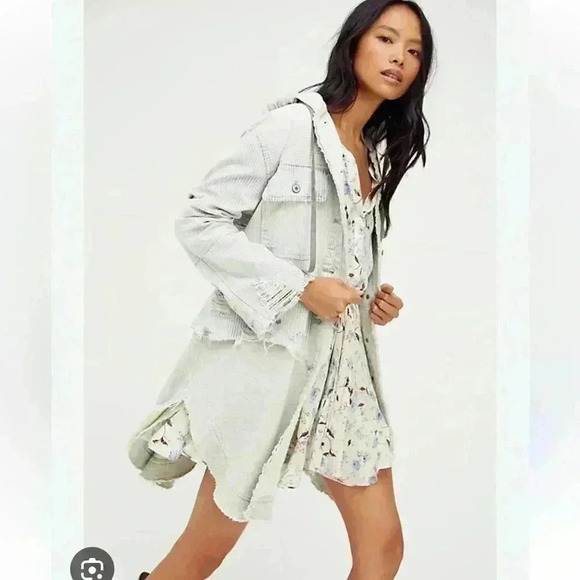 We The Free Okinawa Denim Duster Size XS Free People Hooded Jacket - Picture 3 of 14
